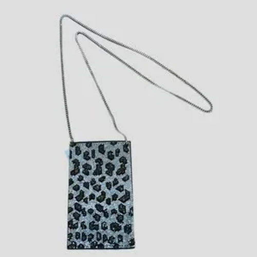 Rhinestone Leopard Print Small Cross Body Bag with ID Pocket